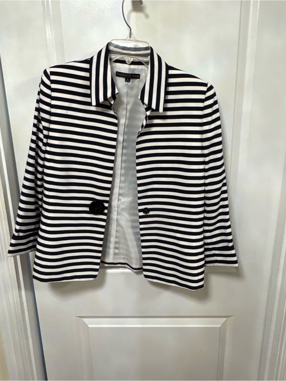 Women's Navy & White Striped Jacket